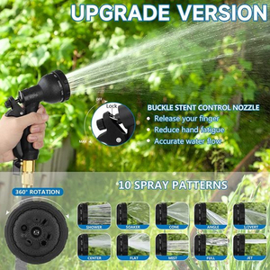 Automatic Portable Adjustable Latex Hot Flexible with 10 Function <b>Spray</b> Nozzle Anti-leakage Expandable Garden - Product Image 3