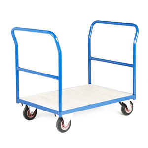 Entrepôt de stockage de cargaison Transport à double extrémité Métal lourd PU OEM Revêtement en poudre Chariot à plate-forme robuste en acier au carbone ISO9001 - Product Image 1