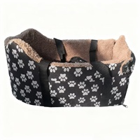 Coussin de transport portable en peluche pour chat, pour les voyages en voiture et en extérieur, en polaire à poils longs, motif patte, anti-affaissement, nid douillet et chaud