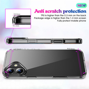 Custodia per telefono trasparente Crystal Clear con paraurti morbido in TPU e cover ibrida trasparente in PC per <span class=keywords><strong>iPhone</strong></span> 17 16 15 14 <span class=keywords><strong>13</strong></span> Plus - Product Image 4