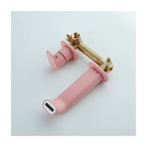 Cartouche céramique pour lavabo Robinet de salle de bain en laiton chromé Robinet mural rose dissimulé - Product Image 6