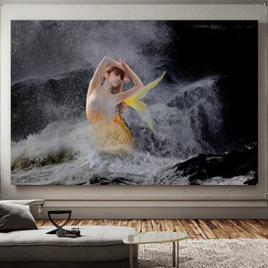 Hiện đại Oriental LED thắp sáng vải tường nghệ thuật bức tranh Khỏa Thân với hiệu ứng sáng gỗ khung tường trang trí nội thất treo chức năng - Product Image 2