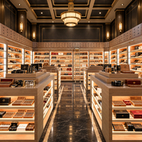 Conception personnalisée de boutique de cigares en bois, mobilier de magasin de cigares, comptoir de présentation pour boutique de cigares