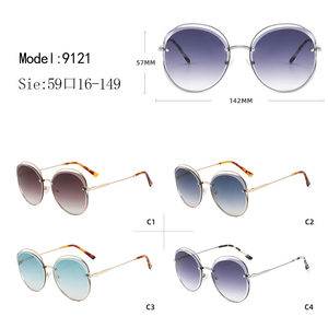 Gafas de Sol Redondas con Marco Metálico, Lentes Degradadas, Estilo Retro Unisex, Ligeras, para Uso Casual - Product Image 3