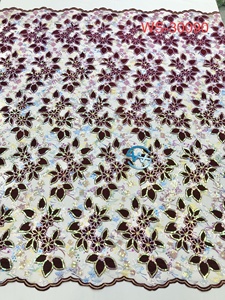 Adoptez l'élégance africaine : Tissu en dentelle à perles et paillettes pour garnitures de robes de mariée WS-30090 - Product Image 4