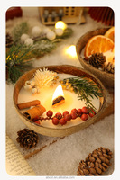 Lilin Aromaterapi Beraroma Tempurung Kelapa dengan Bunga Kering, Lilin Aroma Tempurung Kelapa, Pewangi Rumah, Dekorasi Kamar Tidur & Pesta, Grosir