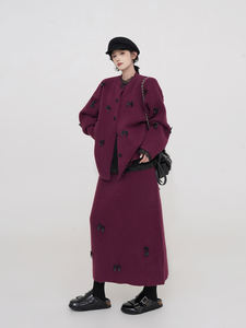 מעיל סוודר עם שרוולים ארוכים מעובה לנשים סתיו חורף סט טופ סרוג בסגנון קוריאני - Product Image 3