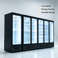 -18~-22 ℃   Congélateur vertical commercial à porte vitrée, refroidissement par air, vitrine multi-portes pour aliments surgelés, pour supermarché
