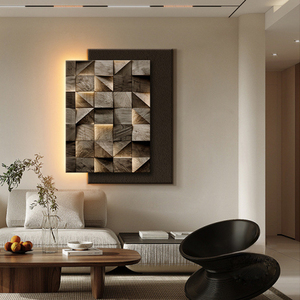 Decorazione Murale LED in Stile <span class=keywords><strong>Art</strong></span> Deco Moderno, Design Contemporaneo con Doppia Texture in Arenaria - Product Image 4