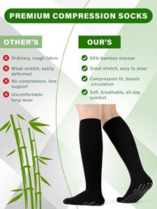 Calcetines de compresión de viscosa de bambú Embarazo Viajes Deportes Puntos antideslizantes Calcetines de compresión de agarre de talón grueso con infusión de cobre de Bambú - Product Image 6