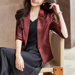 Women's Acetate Satin Blazer Set Solid Color Lightweight Suit Dress General Slim Fit Spring 2026 - Product Image 4