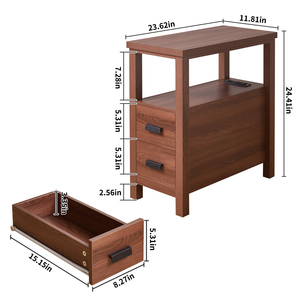 Tavolino in Legno con 2 Cassetti e Porte USB per Camera da Letto o Soggiorno - Product Image 2