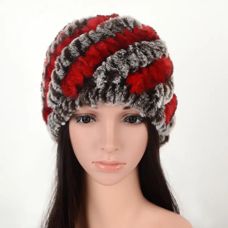 Chapeau d'hiver en fourrure de lapin pour femme, bonnet chaud tricoté en fourrure de renard, nouvelle collection