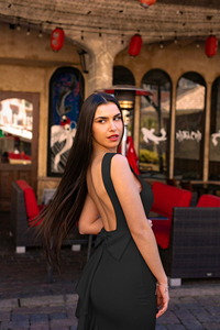 Robes de Bal Longues sur Mesure <span class=keywords><strong>Robe</strong></span> de Soirée Couleur Unie Dos Nu à Volants Robes Élégantes pour Cérémonie Femme - Product Image 2