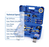 Kit de Herramientas Manuales Multifuncional de 30 Piezas, Caja de Plástico Portátil, Herramientas Manuales para Uso Doméstico y en Taller