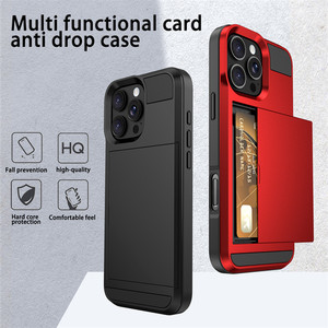 Custodia scorrevole per telefono con carta di credito per telefono per <span class=keywords><strong>iPhone</strong></span> X <span class=keywords><strong>XS</strong></span> <span class=keywords><strong>MAX</strong></span> XR / 7 8 Plus 13 12 mini TPU protezione antiurto - Product Image 2