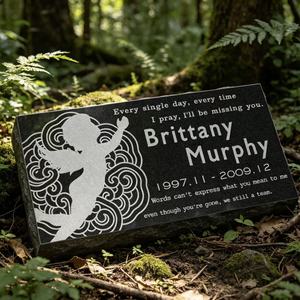 Custom Flat Granite <strong>Memorial</strong> <strong>Plaque</strong> with Angel Design - Weatherproof Grave Marker <strong>for</strong> Cemetery <strong>Garden</strong> Desert Snow - Product Image 6