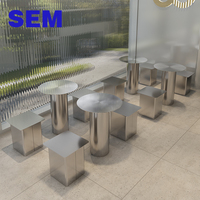 Set Tavolo e Sedie SEM per Pasticceria, Stile Industriale, Sgabelli per Caffetteria, Tavolo da Isola in Acciaio Inox, Tavolo Personalizzato