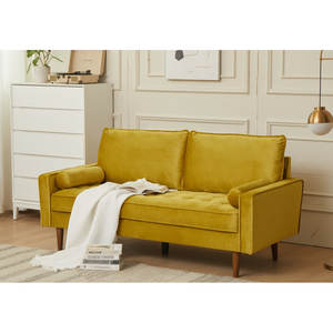 Sofa <span class=keywords><strong>Modern</strong></span> abad pertengahan dengan kaki kayu furnitur beludru klasik Retro Vintage Royal - Product Image 1