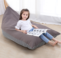 Fauteuil Poire Extra Large Gris Rayé Moderne et Moelleux avec Housse Amovible et Design Ajustable pour Enfants, Adolescents et Adultes - Rangement et Détente