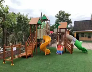 Grosir Set Tempat bermain anak-anak, taman bermain luar ruangan kayu untuk anak-anak