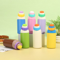 Bouteille d'eau double compartiment 550 ml 750 ml avec couvercle rotatif et paille pliable, en acier inoxydable 304, thermos isotherme sous vide, couleurs variées