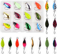 Kit de 12 leurres cuillères pour truites, mini-cuillères métalliques à lancer avec hameçon simple pour la pêche au crappie, au char, à la perche, au sunfish en eau douce