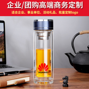 Double Walled Thickened Glass Cup High Borosilicate Heat Insulating With <b>Filter</b> Travel Use Solid Color Single Cup - Product Image 4
