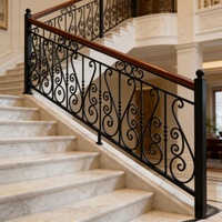 Rampe d'escalier en fer forgé de style français à motif en spirale pour maisons de campagne, intérieur, extérieur, duplex, grenier, balcon, mur extérieur