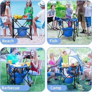Mesa Plegable Portátil de Aluminio con 4 Portavasos, Diseño Moderno, Mesa de Camping con Enfriador Aislado para Alimentos, Muebles de Exterior - Product Image 6