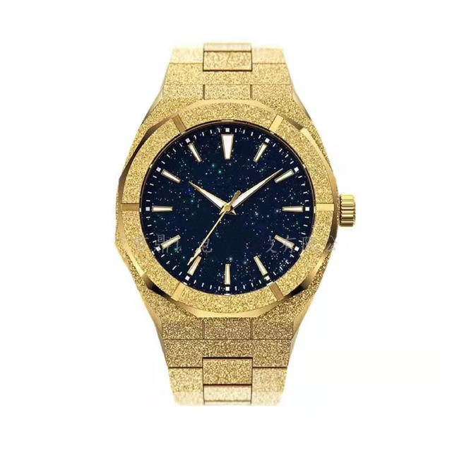 Brass Watch Gold Sandstone Surface Fashion Timing  Men's Watch OEM logo QUARTZ WATCH