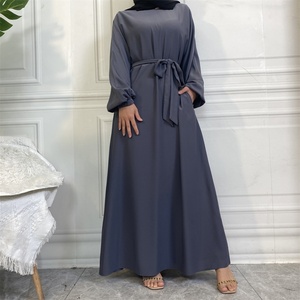 6673 #   Nouvelle robe tendance, robe simple en tissu Nida, couleur unie, manches élastiques avec poches latérales, robe polyvalente, 13 couleurs - Product Image 3