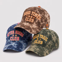 Casquette de baseball structurée à 6 panneaux, personnalisée, de qualité supérieure, imprimé camouflage tie-dye, visière incurvée, style club, réglable, avec logo brodé