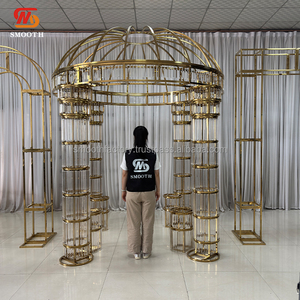 LEDA Wedding Events Hot Sale Round Metal Metal Wedding Pavilion <b>Gold</b> Stainless Steel <b>Backdrop</b> Arch - Product Image 2