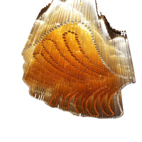 Lustre en cristal de verre en forme de feuille de Ginkgo, grand luminaire suspendu personnalisé pour hall d'hôtel, complexe hôtelier, salle de réception