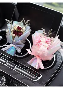 Toptan anneler günü hediye araba aksesuarları dekorasyon korunmuş gül kurutma buket ebedi çiçek kurutulmuş buket