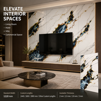 Panneau mural décoratif en PVC brillant MORLENX, imitation marbre UV, agate blanc, noir et or, pour la décoration intérieure d'hôtels et de villas
