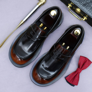 High-quality large-brimmed leather business formal shoes, genuine cowhide leather, comfortable slip-on design, glossy surface - Product Image 5