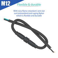 Certificat UL approuvé Connecteur de câble d'alimentation IP67 Pré-fil M12 Prise mâle et femelle avec câble 18AWG à 3 conducteurs pour l'extérieur