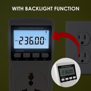 High Quality Wattmeter Energy Consumption Meter Plug-in <b>Socket</b> Design LCD ALarm Function Digital Power Meter School Factory - Product Image 4