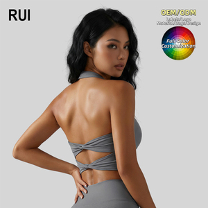Sujetador deportivo sin mangas RUIQUIWN OEM para mujer, top corto transpirable de secado rápido para gimnasio y entrenamiento. - Product Image 1