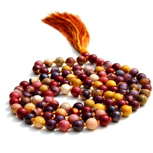Mookaite Jasper 108 Hand Knotted Gemstone Mala Necklace | 8mm Smooth Beads | Meditation Gift for Her - Product Image 1