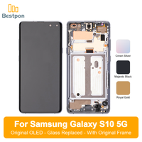 Remplacement pour l'écran OLED du Samsung Galaxy S10 5G, panneau d'origine + verre remplaçable, avec cadre d'origine, grade A