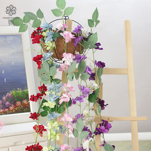 Hortensia feuilles de lierre artificielles vignes lierre artificiel soie fausse vigne artificielle suspendue avec ros - Product Image 2