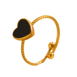 Bague ouverte en acier inoxydable plaqué or avec goutte d'huile en forme de cœur minimaliste américain européen Personnalité Bague d'amour Hip Hop - Product Image 5