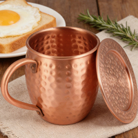 Ensemble de tasses à Moscow Mule en cuivre massif 100% pur, martelé, avec sous-verres, pailles et verres à shot, vaisselle de bar artisanale, coffret cadeau