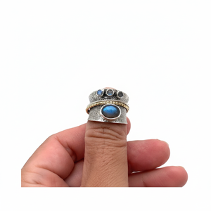 Anillo clásico de estilo bohemio, joyería para mujer, joyería de plata de ley 925, piedra preciosa labradorita, anillo hecho a mano, regalo para el amor - Product Image 1