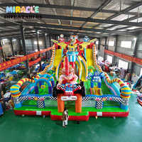 Parque de Trampolines Inflable con Temática de Guerrero Mecánico, Parque de Diversiones Comercial para Niños, Tobogán Gigante de Dibujos Animados
