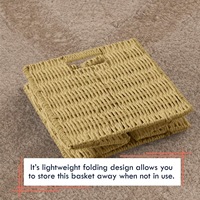 Panier de rangement en osier pour la maison, étagère de rangement, panier pliable, corde de papier naturelle tissée à la main, panier de rangement avec poignées