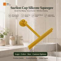 Raclette de douche en silicone à ventouse durable et écologique avec logo personnalisé, manche en plastique léger, pour le nettoyage des sols et des surfaces vitrées